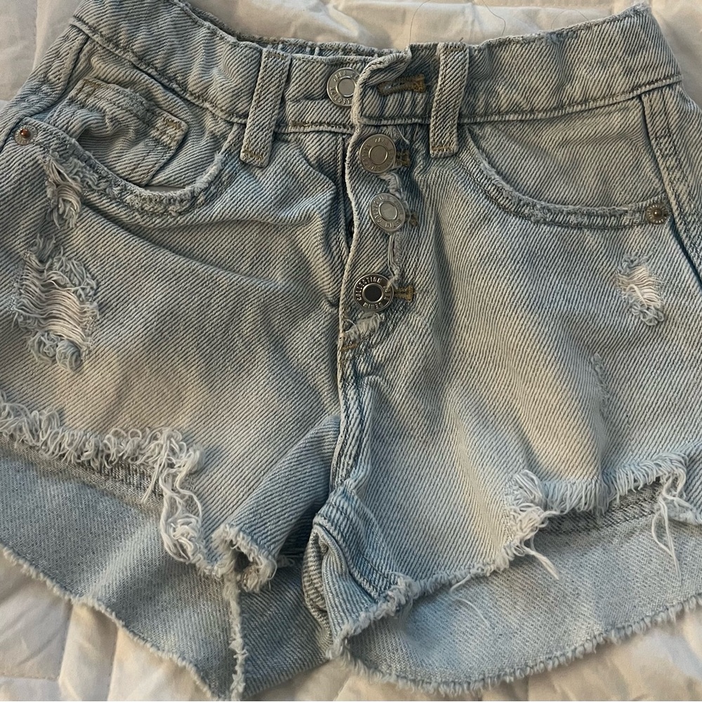Zara Light Blue Distressed Jean Shorts